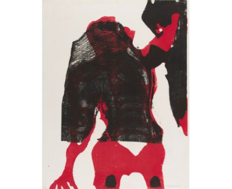 Grieshaber, HAPRot an der Rot, 1909 - Reutlingen, 1981Blattgröße: 67 x 53 cm, R."Prometheus (Tschi Lai)", 1967. Farbholzschni