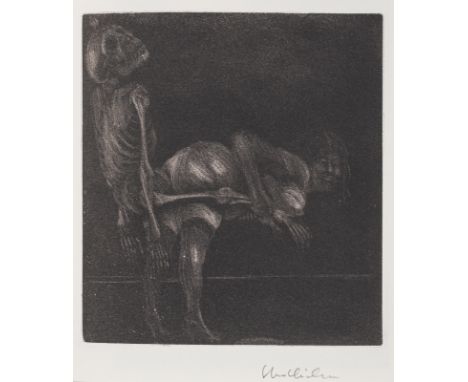 Hrdlicka, AlfredWien, 1928 - 2009Schuberformat:  25 x 22,5 x 2,3 cm"Randolectil", 1969.  Buch mit drei Farbradierungen und ei