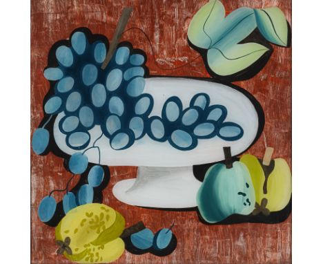 Schleifer, LuitpoldVilshofen, 190840 x 39 cm, R.Früchtestillleben, 1930. Acryl auf Glas. Hinterglasmalerei. Unten rechts sign
