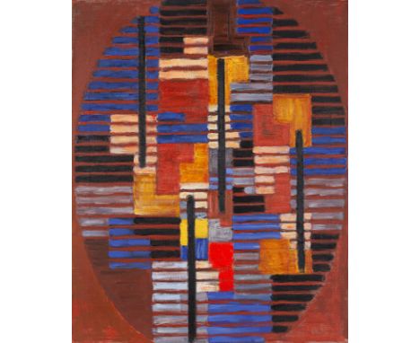 Fleischmann, AdolfEsslingen, 1892 - Stuttgart, 196876,5 x 61 cm, R."Composition  # 96", 1956/1957. Öl auf Leinwand, in Künstl