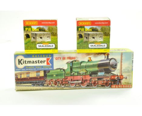 Rosebud Kitmaster 00 H0 Gauge Model Railway H0 00 Kit comprising City of Truro Locomotive plus duo of pill boxes. Complete.  