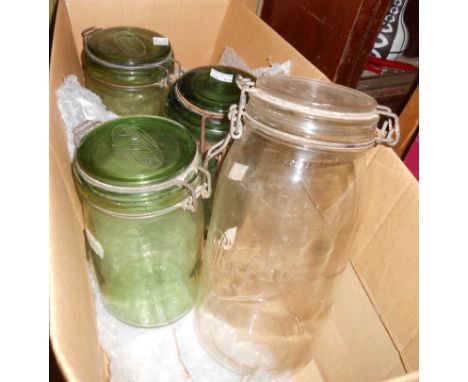 Four vintage French le Parfait glass Kilner style jars