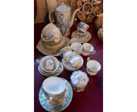 Five Royal Albert Brigadoon pattern cups and saucers - sold with another Royal Albert part tea set, a pair of Royal Worceter 