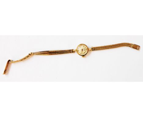 A vintage Avalon 9ct. gold lady's wristwatch with double snake link bracelet and clasp