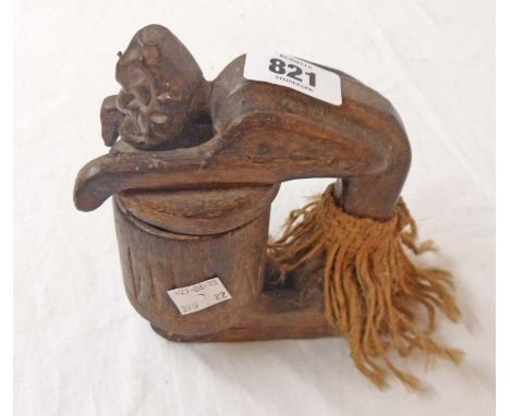A vintage African carved wooden hinge-lidded container