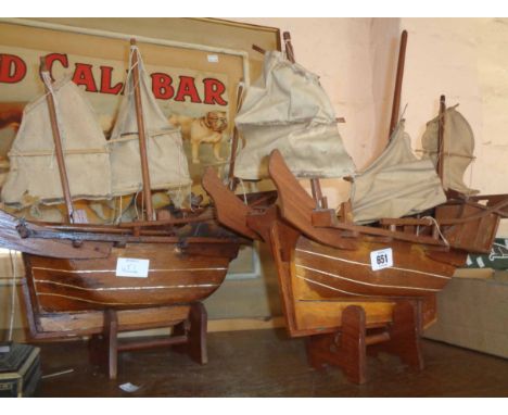 Two vintage wooden ship models of Chinese junks
