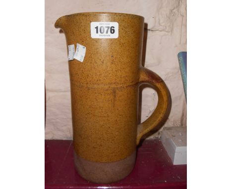 A large Robin Welch studio pottery cylindrical pitcher with strap handle and impressed mark