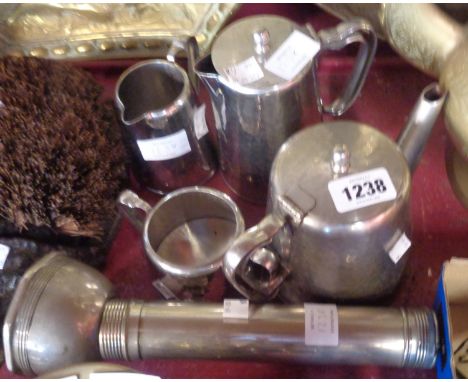 A vintage Old Hall beaten stainless steel tea service - sold with a vintage Eveready torch (a/f)