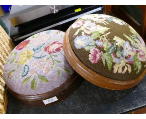 Two low tapestry top footstools 