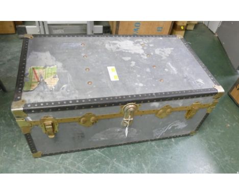 Metal studded vintage trunk. 