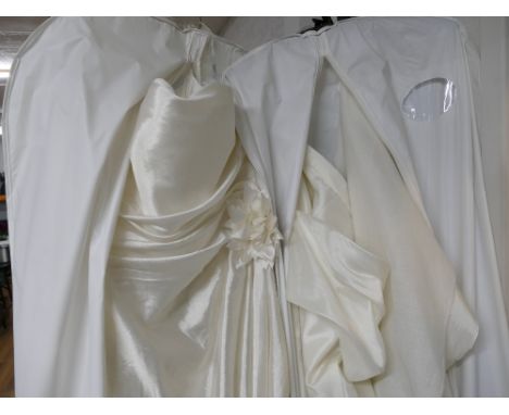 Two ivory wedding dresses, both size 14