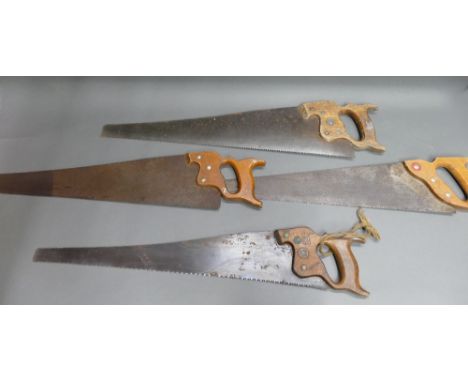 Four vintage saws branded W.Tyzack &amp; sons &amp; Turner and Disston. 
