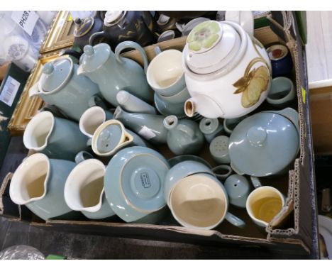 Large quantity of Denby stoneware, milk, sugars, tea and coffee jugs etc
