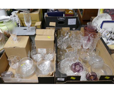 Two boxes of glassware, Oka champagne glasses etc