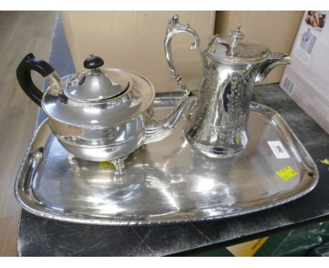 Keswick School of Industrial Art tray, plated jug and teapot