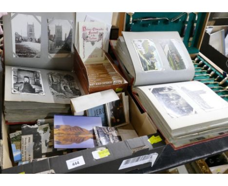 Postcard albums and contents, loose postcards and ephemera