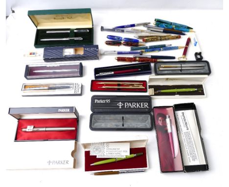 Fountain and ballpoint pens, Parker Papermate, Exceed by Mitsubushi Pencil Co, Parker 95, Papermate Powerpoint, Parker 51 Fli