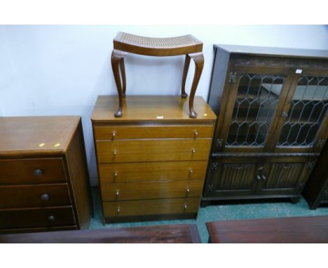 Mid century chest of drawers and bergere piano stool 