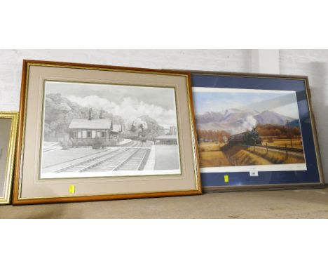 Two Railway prints, Furness Abbey Station by John Gibb and The Lakes Express by Eric Bottomley