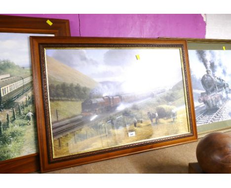 Four railway and steam train prints and picture of children 