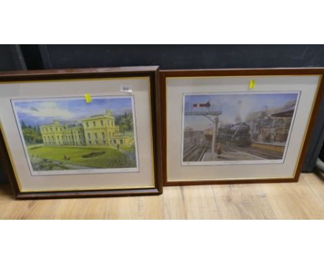 Two signed prints, Lowther Castle Whitehaven and The Trainspotter Whitehaven