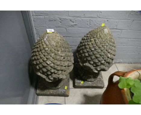 Pair of composite garden ornaments 