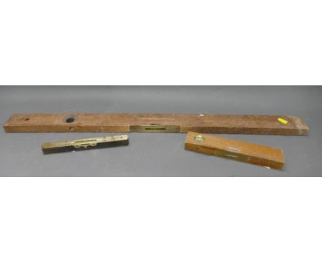 3 antique spirit levels, a Mathieson &amp; Sons, a J.Rabone &amp; Sons and 1 unbranded.