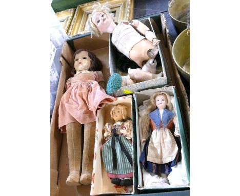 Four antique dolls, bisque headed German doll 590 A.0 1/2 M etc