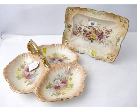 S.F &amp; Co Royal Devon Blush pattern hors d'oeuvres dish and Carlton Ware Blush pattern rectangular plate 