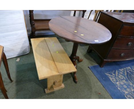 Victorian tripod table and pine stool 