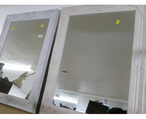 Pair of pastel painted ornate framed wall mirrors 