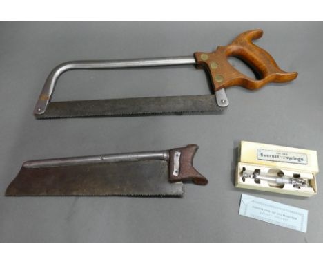 Antique Taylor Brothers Adelaide works of Sheffield 12" butchers/meat saw, antique S.Maw Son &amp; Thompson amputation saw an