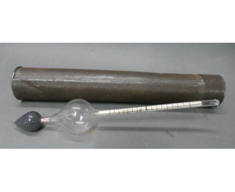 Antique hydrometer/salinometer in original tin case. 