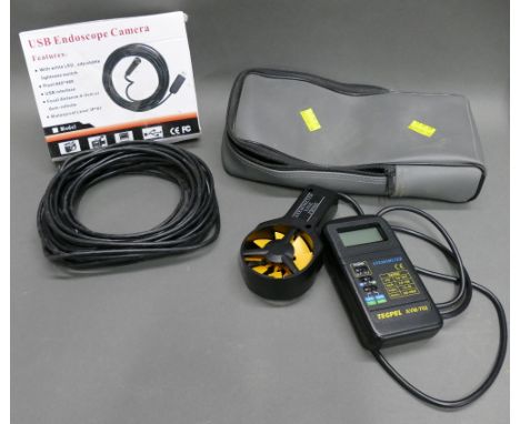 Tecpel AVM 702 digital anemometer and USB endescope camera. 
