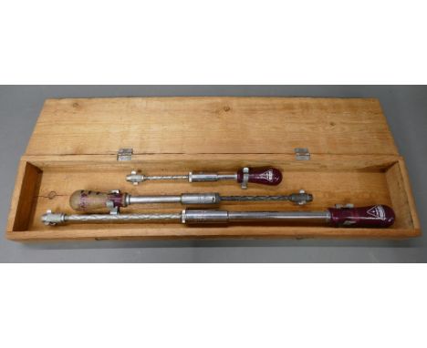 3 vintage Stanley "Yankee" spiral ratchet screwdrivers.
