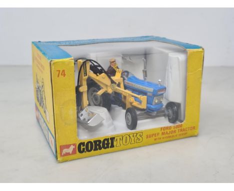 A boxed Corgi Toys No.74 Ford 5000 Super Major Tractor with hydraulic scoop, Nr M, box Ex 