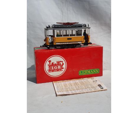 A boxed L.G.B G Gauge No.2035 0-4-0 Electric Pantograph Tram 