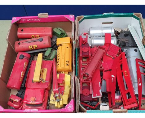 Two boxes of Triang Wynns and BP Lorries, diecast Wynn's Trailers and Silos, etc. 
