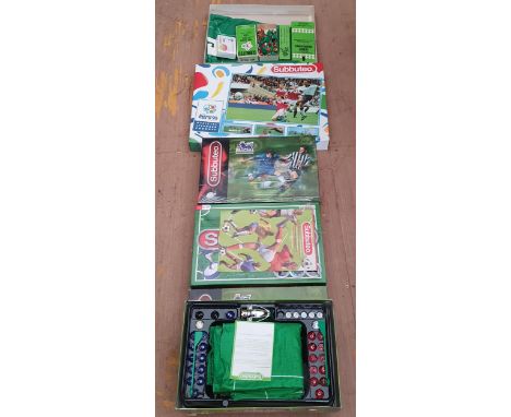 Four boxed Subbuteo Table Football Games, a boxed Fence Surround, boxed 'Live Action' Goalkeepers and various loose Players