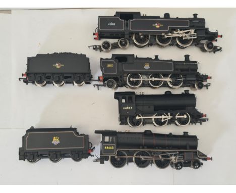 Four unboxed 00 gauge Locomotives including Airfix Prairie Tank, Hornby Class 4MT, Bachmann Class J39 and Hornby Standard Cla