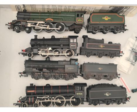 Four unboxed 00 gauge Locomotives including B1 Class 'Ourebi', Bachmann Class G2A 0-8-0, Hornby Ivatt Class 2 2-6-0 and a Tri