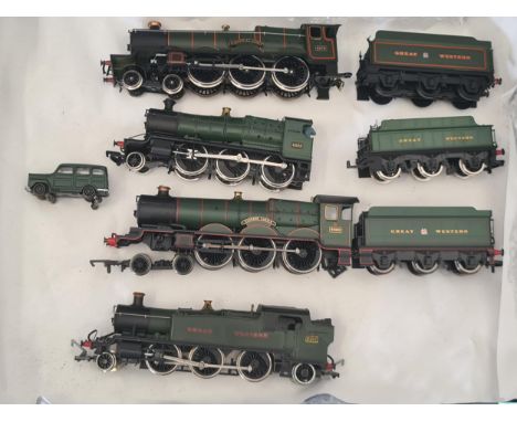 Four unboxed 00 gauge Locomotives including Airfix Prairie Tank, Airfix 'Caerphilly Castle' A/F, Hornby 'Windsor Castle' and 