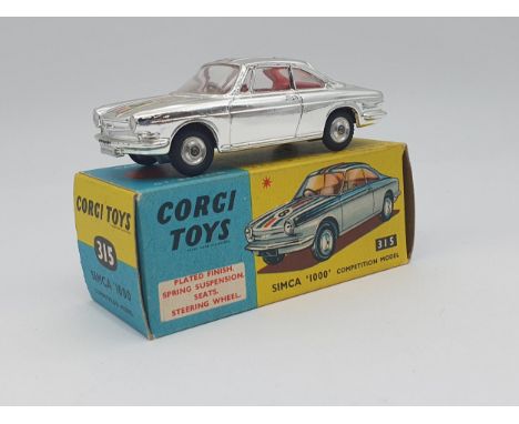A boxed Corgi Toys No.315 Simca '1000' Competition Model with leaflet, Nr M-M, box Ex 