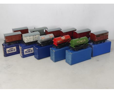 Eleven boxed Hornby Dublo 3-rail Wagons comprising 2x Horse Boxes, 2x Fish Van, LMR Brake, Cattle Truck, Goods Van, Meat Van,