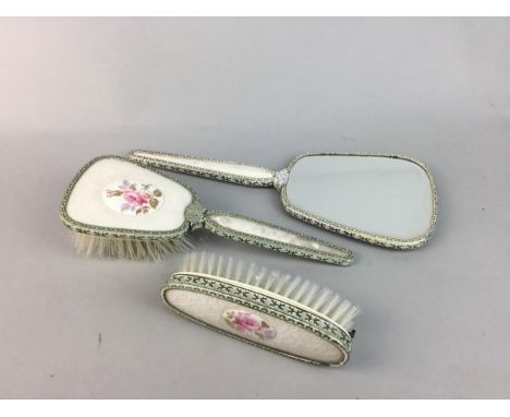 DECORATIVE VANITY SET, along with cased and loose silver plated flatware