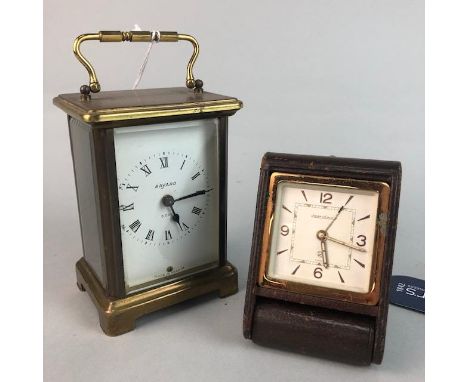 JAEGER LECOULTRE TRAVELLING TIMEPIECE, along with a small carriage clock (2)