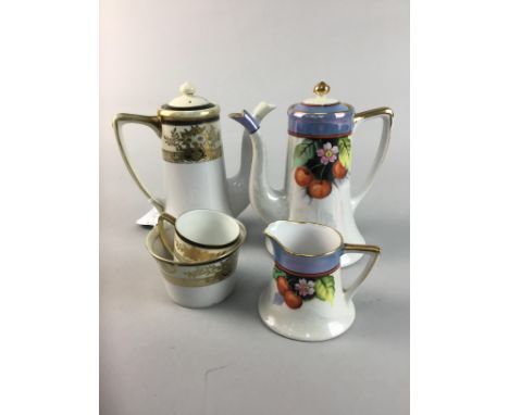 ROYAL WORCESTER ART DECO TEA FOR ONE, comprising tea pot, milk, cup, saucer and side plate, along with a Noritake tete a tete