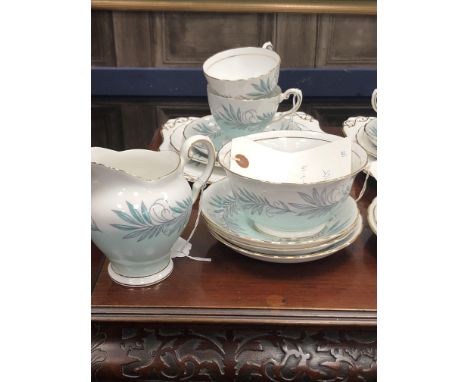TUSCAN CHINA TEA SERVICE, comprising 12 cups,12 saucers, 12 cake plates, milk, sugar, 2 cake serving plates