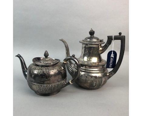VICTORIAN SILVER PLATED FOUR PIECE TEA SERVICE, comprising tea pot, water pot, sugar and cream