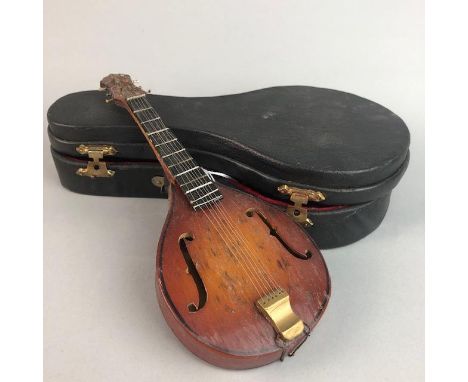 MINIATURE MANDOLIN IN CARRY CASE, 23cm long overall